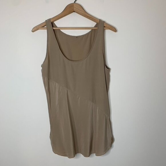 Babaton Aritzia Women's Silk Blouse Tank Top Sleeveless Beige Taupe Brown Size S - Picture 6 of 13